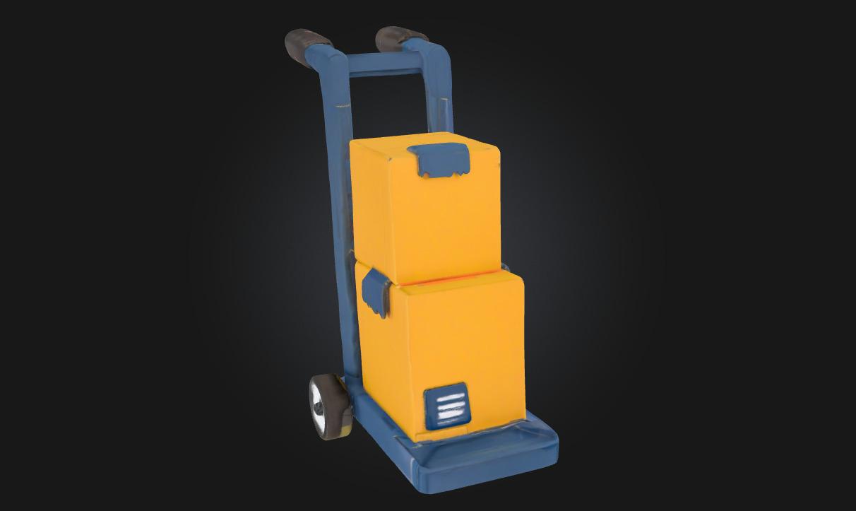 Hand Truck with Boxes Essential Asset for Industrial 3D model_3
