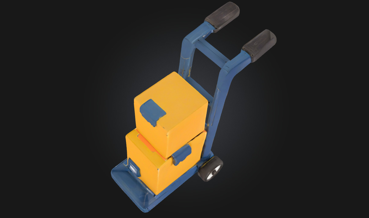 Hand Truck with Boxes Essential Asset for Industrial 3D model_6