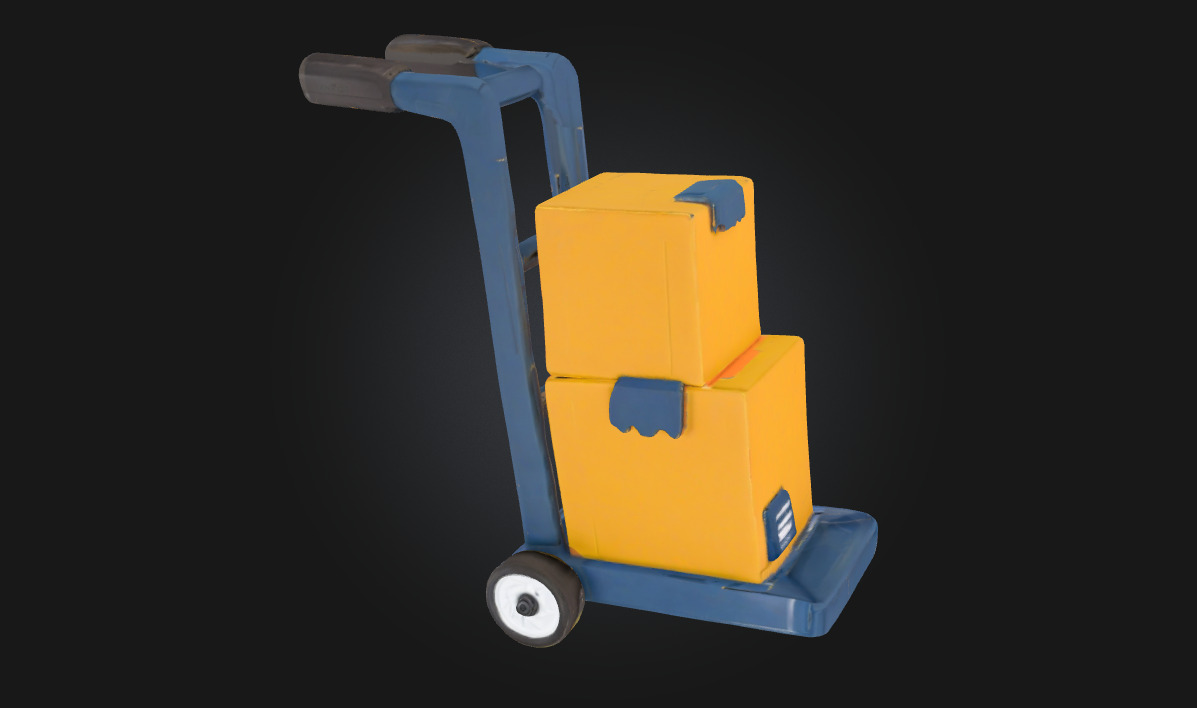Hand Truck with Boxes Essential Asset for Industrial 3D model_1