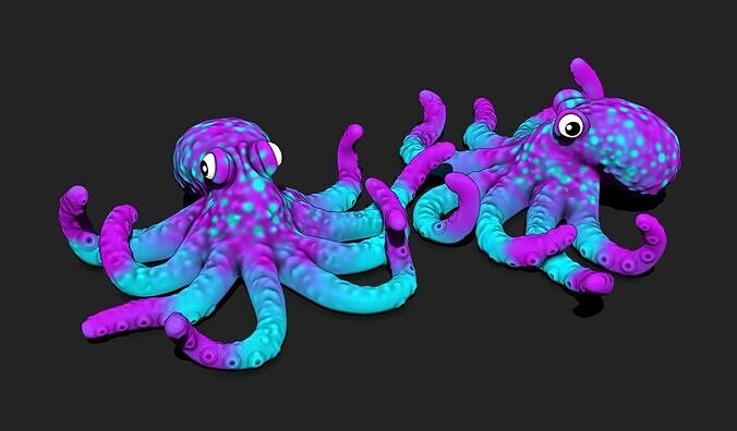 3D Printable Octopus Model STL - 3D Printable Sea Creature 3D print model