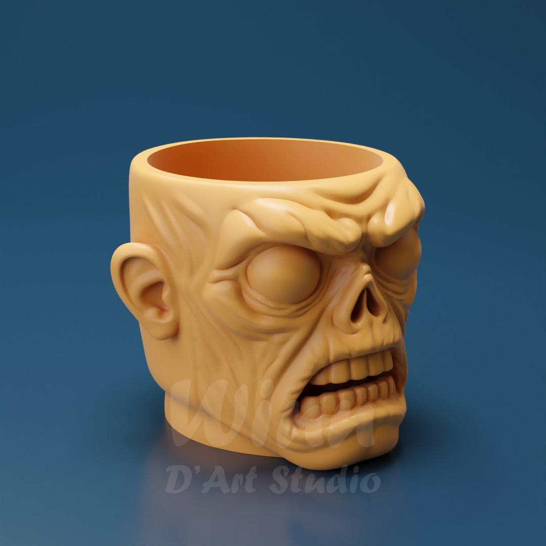 Zombie Head Planter 3D Printable STL File 3D print model_6