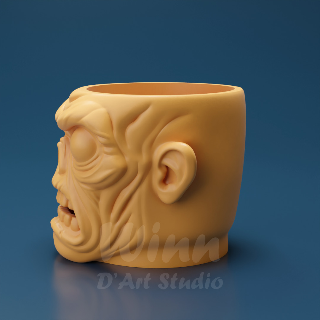 Zombie Head Planter 3D Printable STL File 3D print model_3