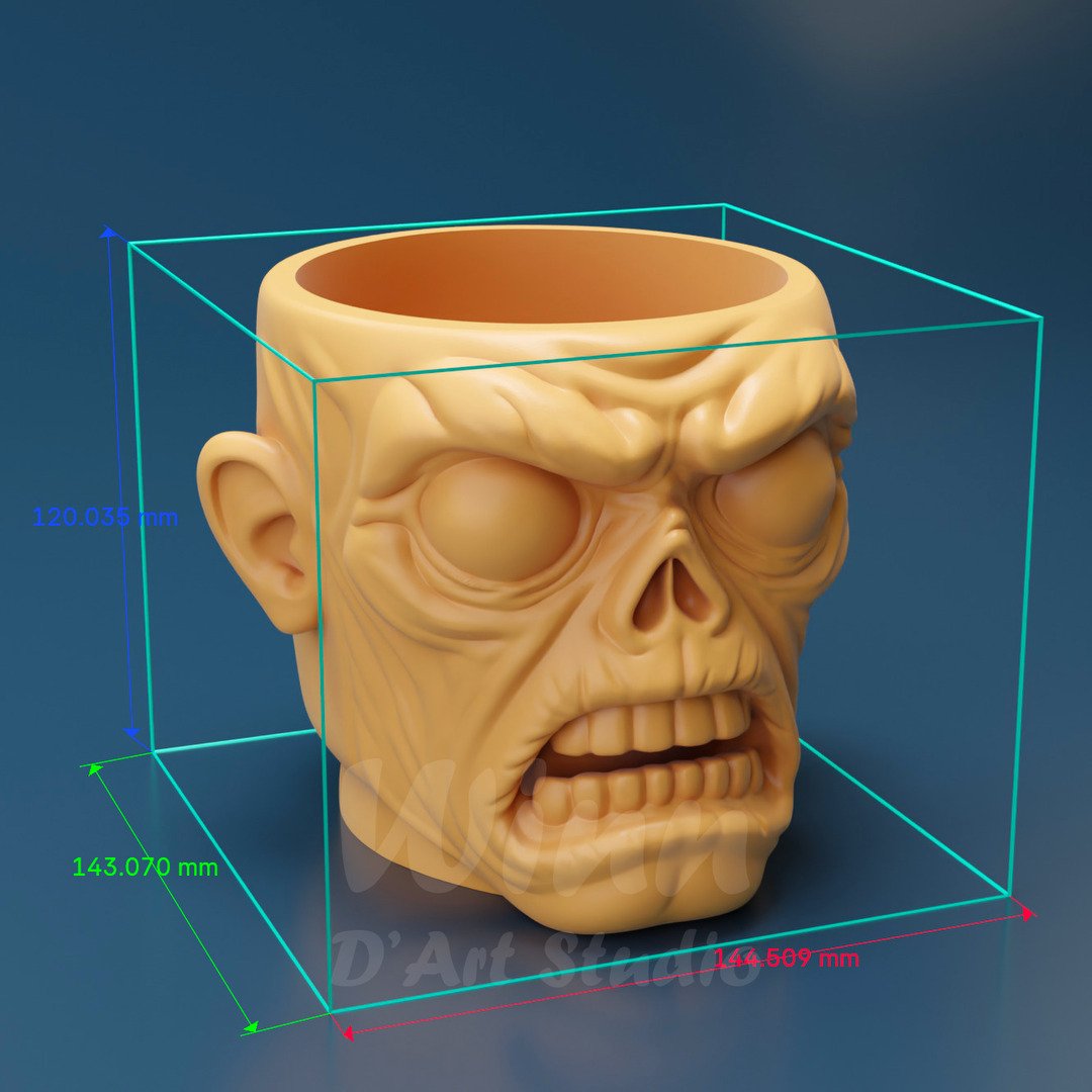 Zombie Head Planter 3D Printable STL File 3D print model_8
