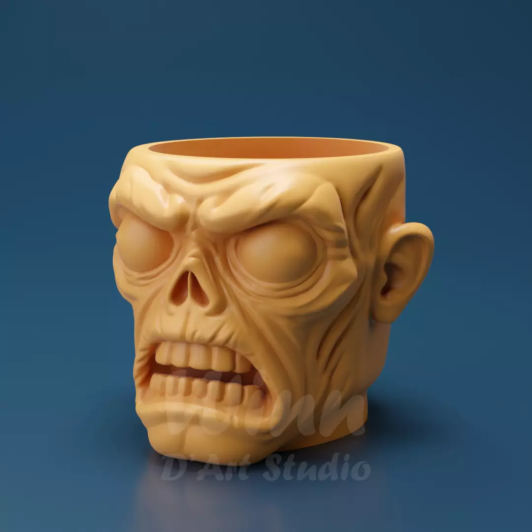 Zombie Head Planter 3D Printable STL File 3D print model_0