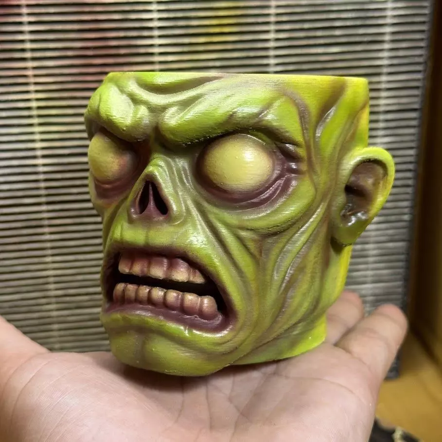 Zombie Head Planter 3D Printable STL File 3D print model_9