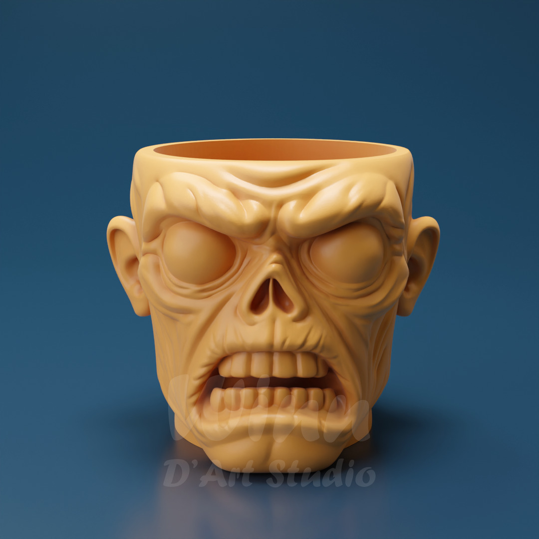 Zombie Head Planter 3D Printable STL File 3D print model_2