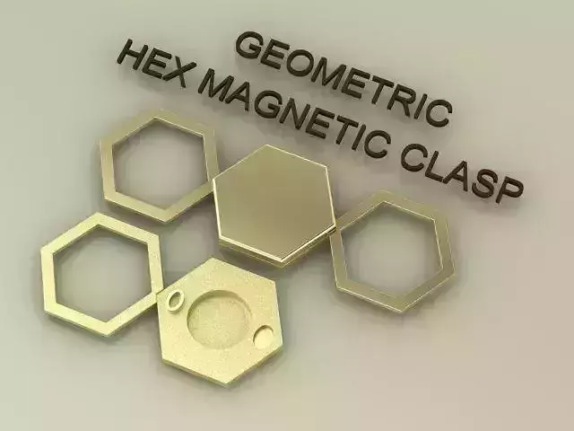 Modern Geometric Hex Magnetic Clasp Lock for Statement Jewelry 3D print model