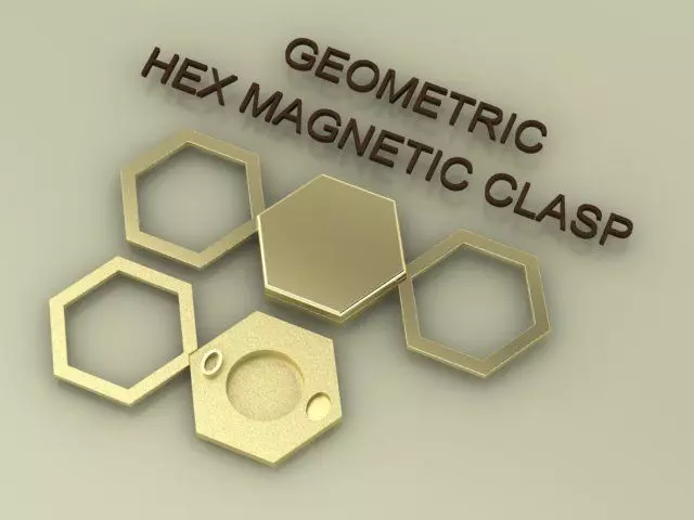 Modern Geometric Hex Magnetic Clasp Lock for Statement Jewelry 3D print model_0