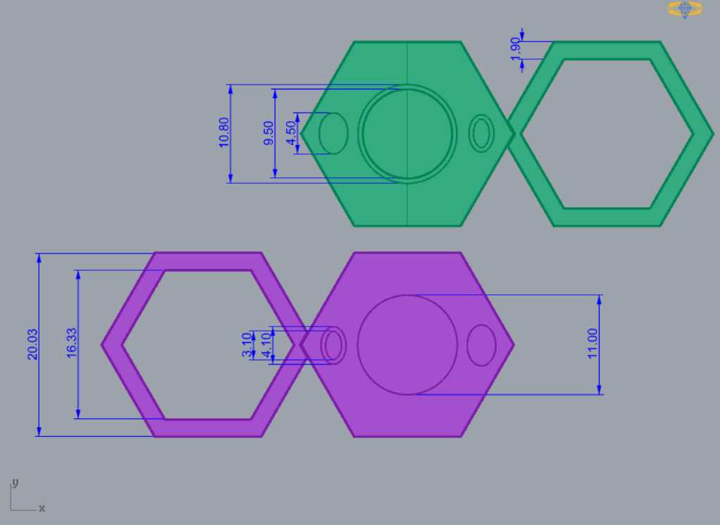 Modern Geometric Hex Magnetic Clasp Lock for Statement Jewelry 3D print model_4