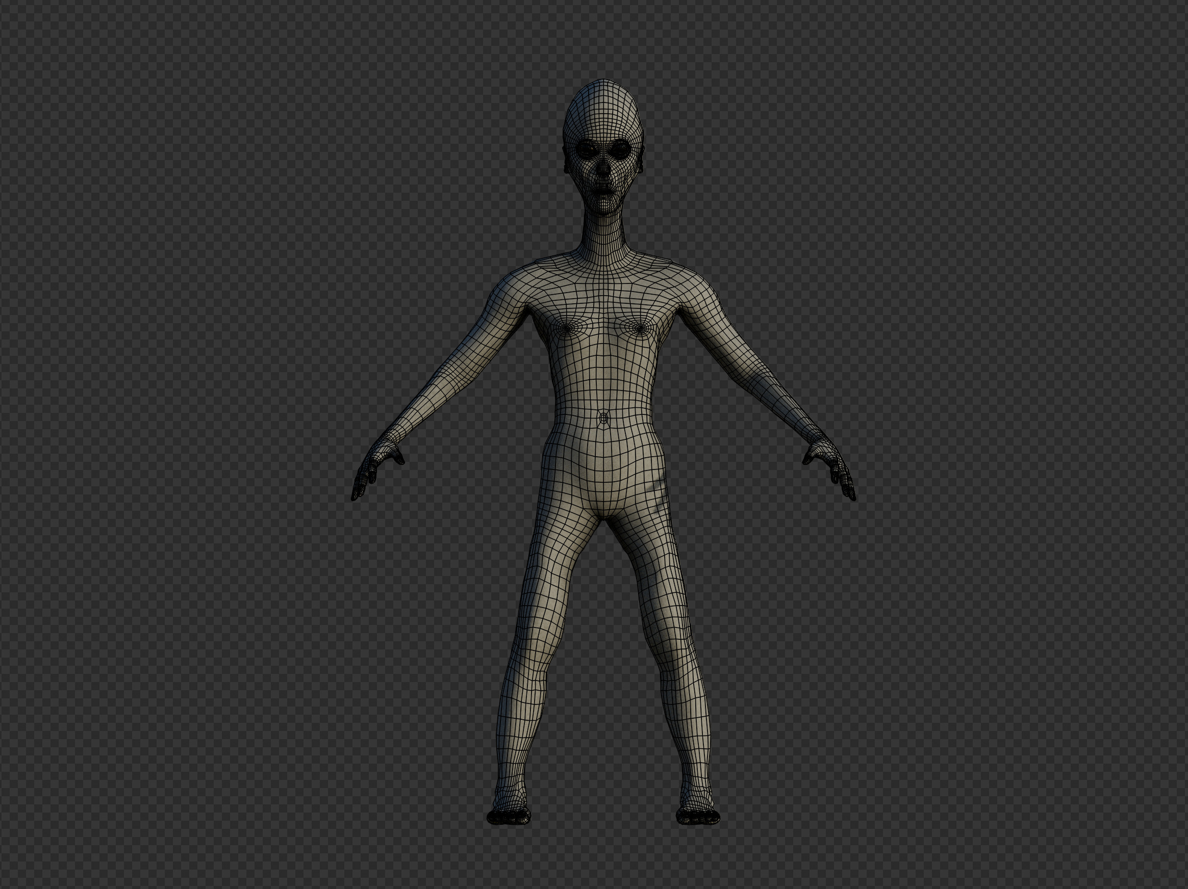 Alien Hybrid Low-poly 3D model_12