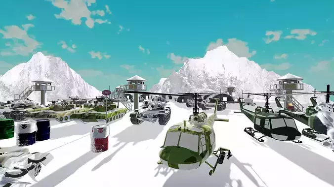 Winter Military Base Pack Full Unity Asset Low-poly 3D model