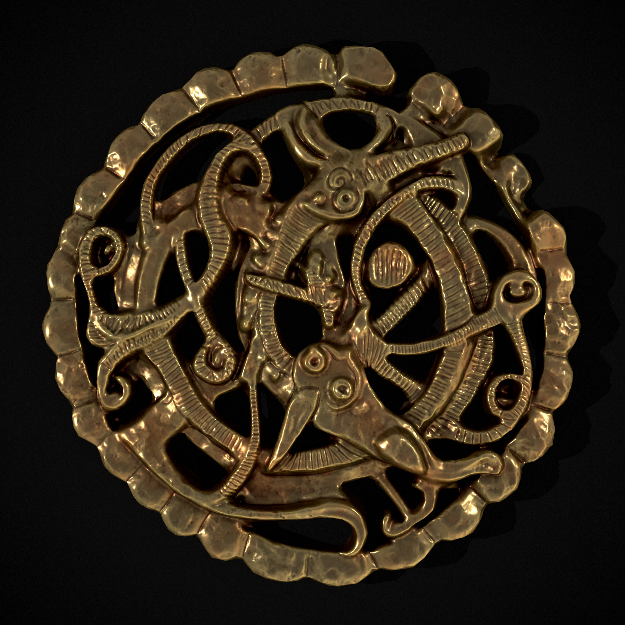 Anglo Saxon Medallion Low-poly 3D model_3