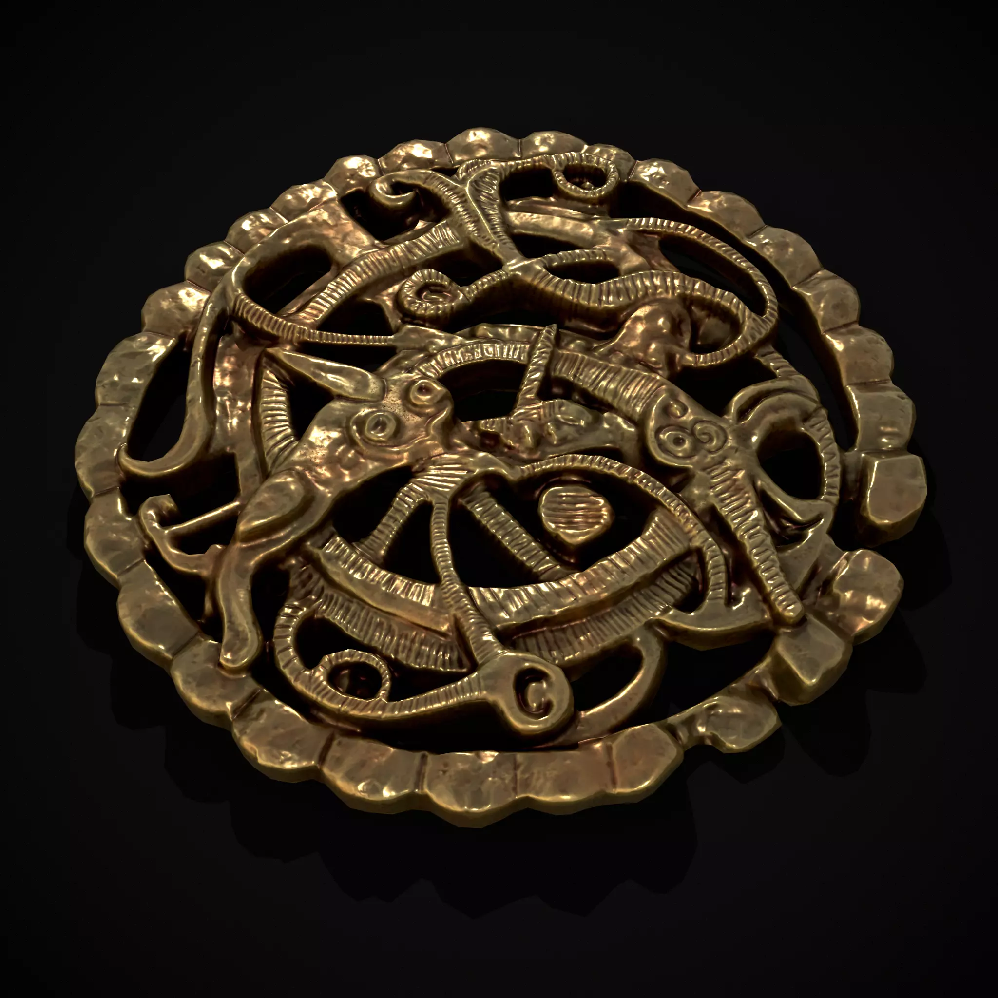 Anglo Saxon Medallion Low-poly 3D model_0