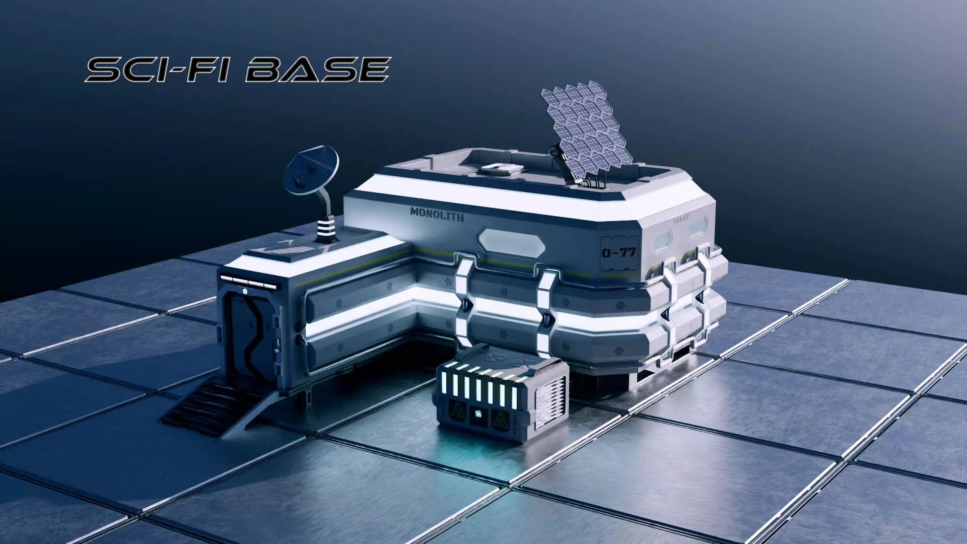 Sci-Fi Modular Space Base 3D model_0