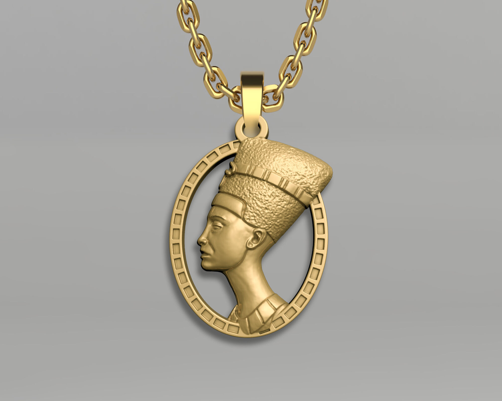 NEFERTITI PENDANT ARTIFACT ANCIENT EGYPT M04 3D print model_5