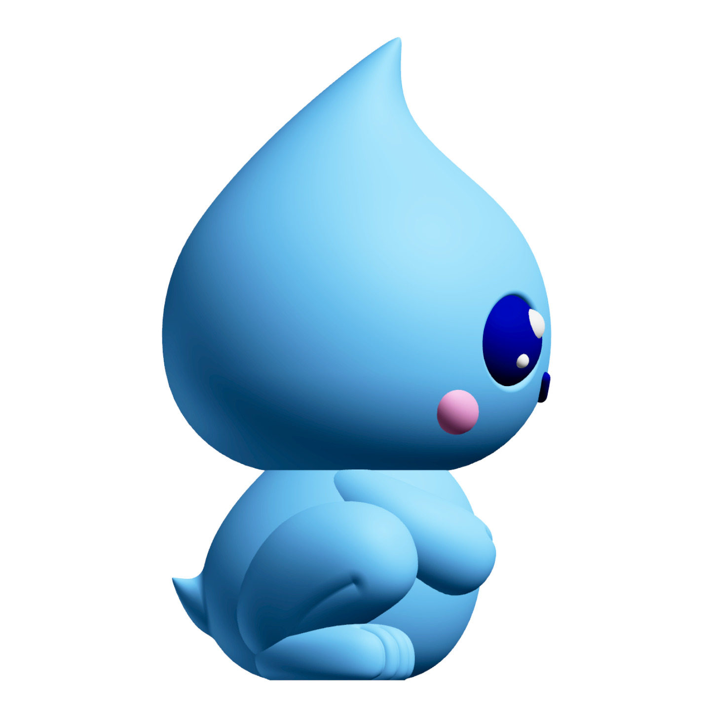 Creature Kin Driplet Figure Cute Waterdrop Frog Art Toy 3D print model_3