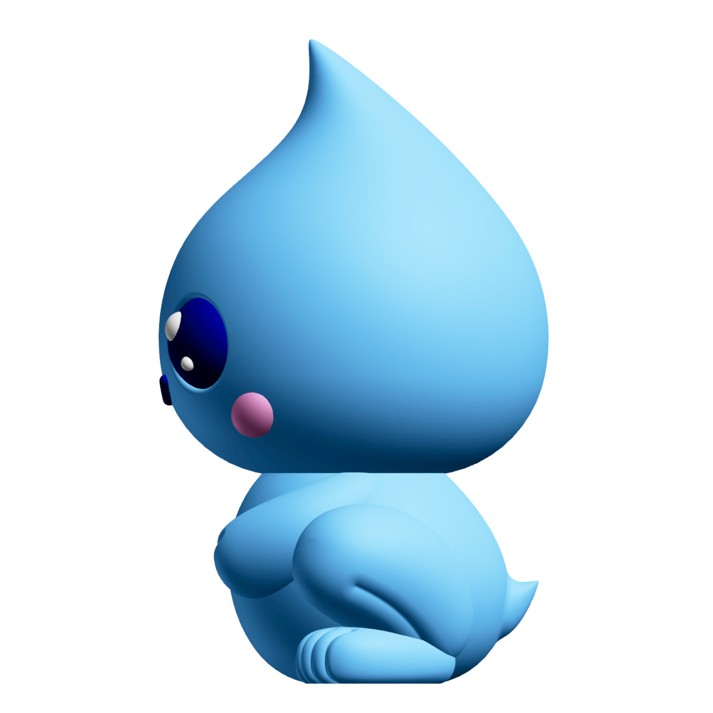 Creature Kin Driplet Figure Cute Waterdrop Frog Art Toy 3D print model_2