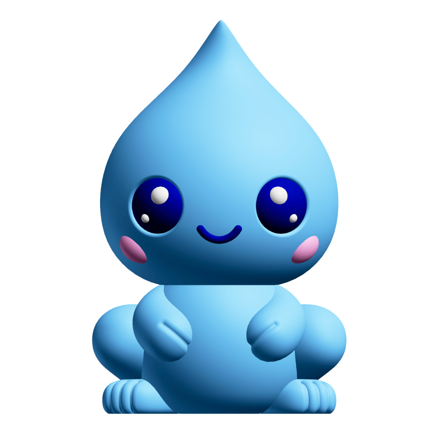 Creature Kin Driplet Figure Cute Waterdrop Frog Art Toy 3D print model_1