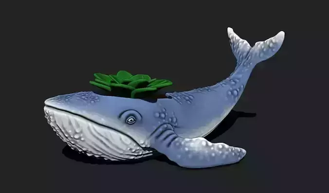 Whale 3D Printable - Vase 3D Print Storage - Decor STL 3D print model