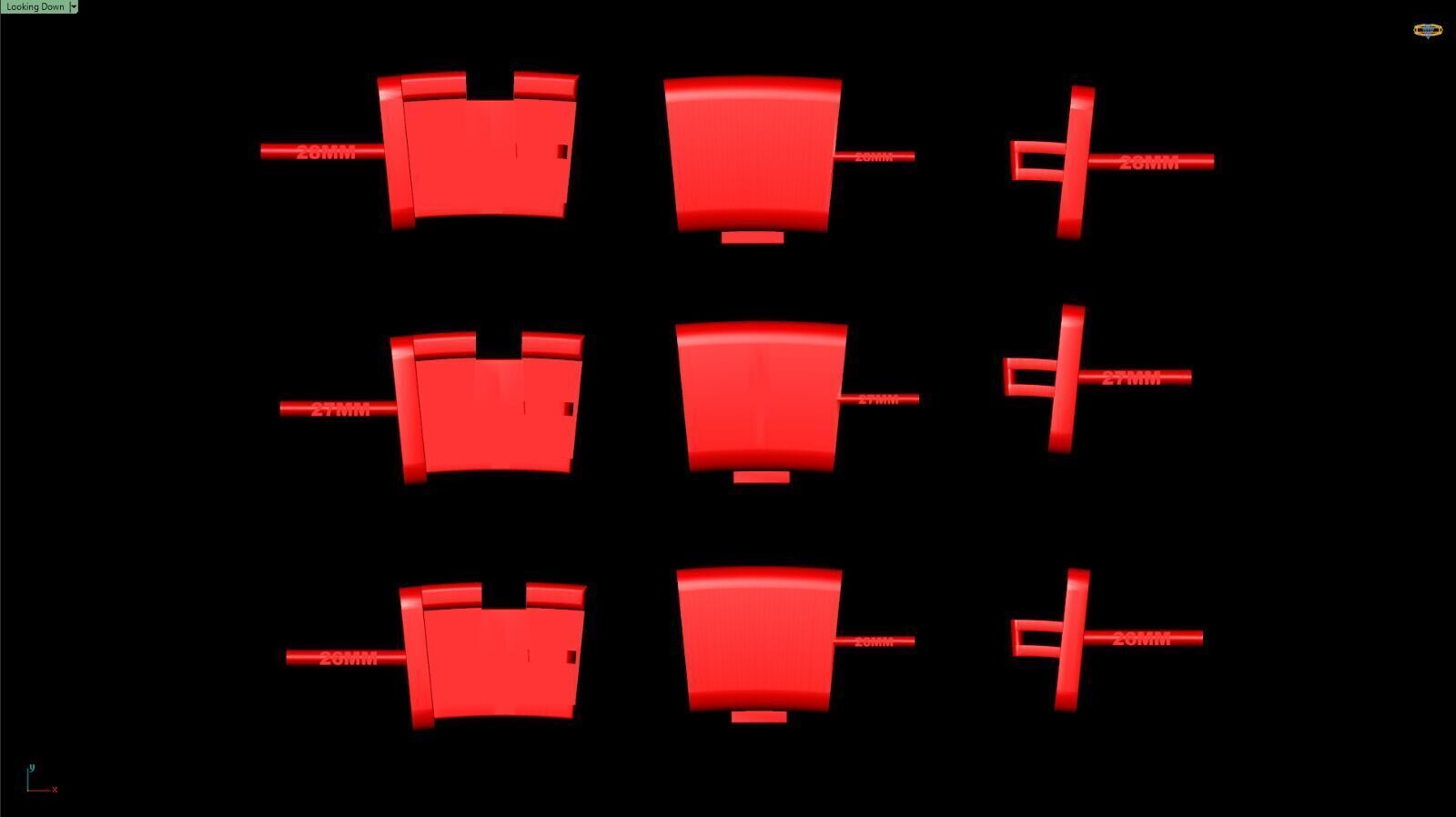 PACK Cuban Locks Curves Chains 26mm 27mm 28mm 3D print model_7