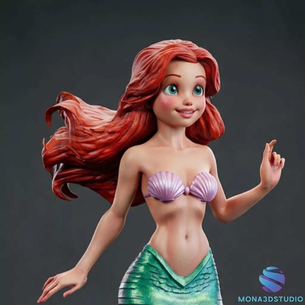 Ariel The Little Mermaid STL and Pre-support Lychee 3D print model