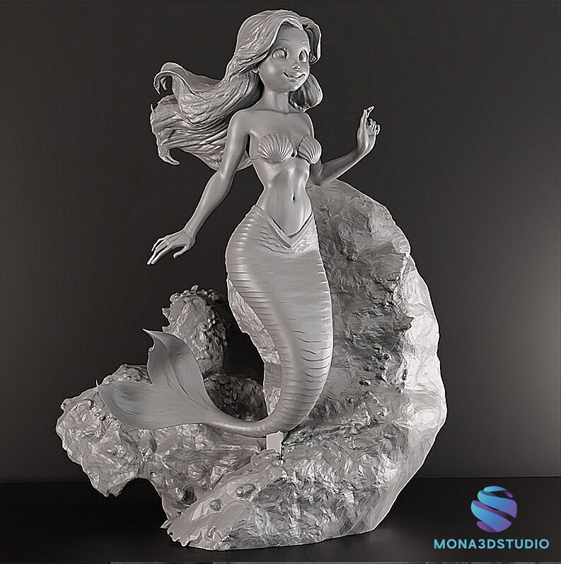 Ariel The Little Mermaid STL and Pre-support Lychee 3D print model_3