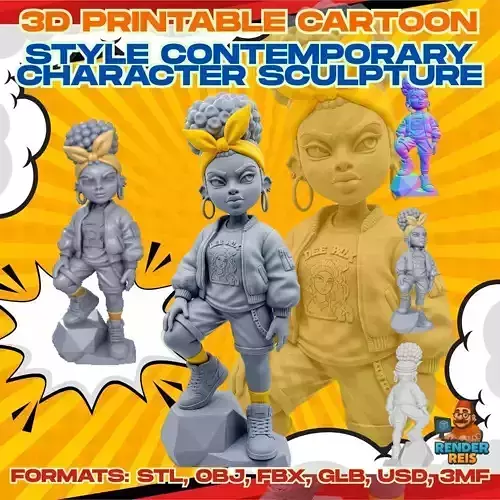 Rebel Spirit Confident and Stylish Cartoon Character