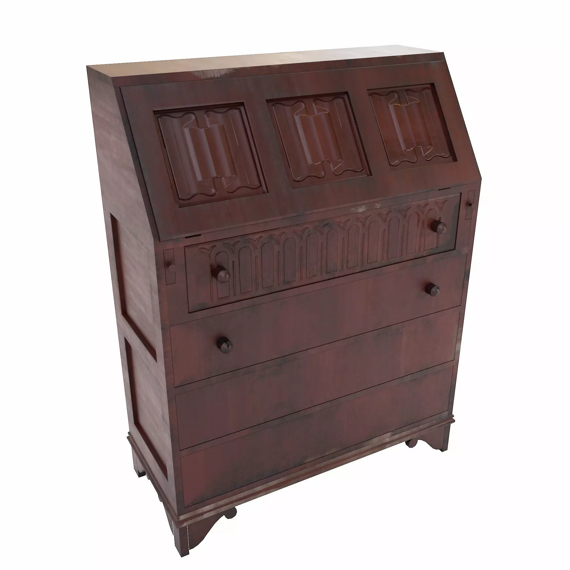 Classic drawers storage  Low-poly 3D model_0
