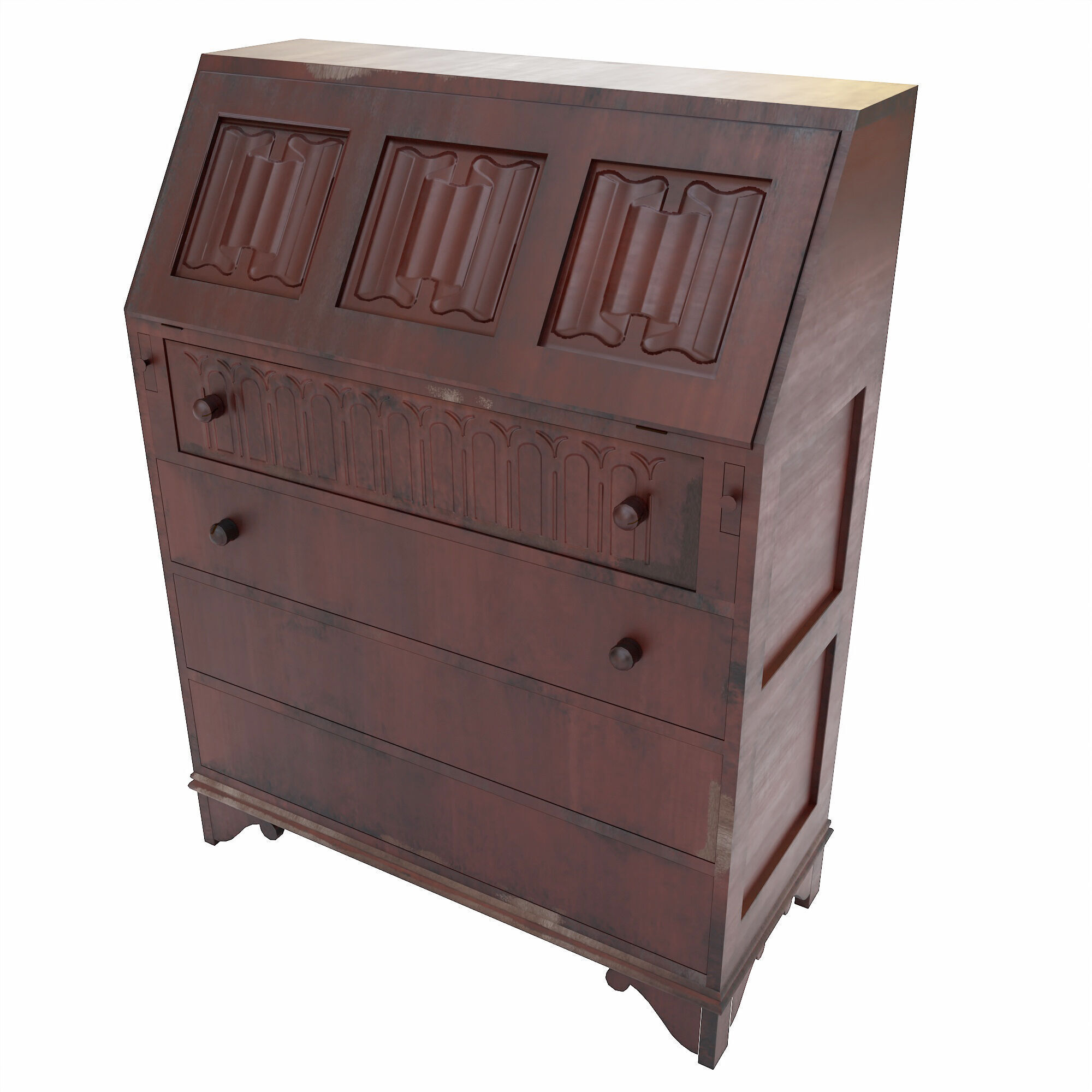 Classic drawers storage  Low-poly 3D model_2