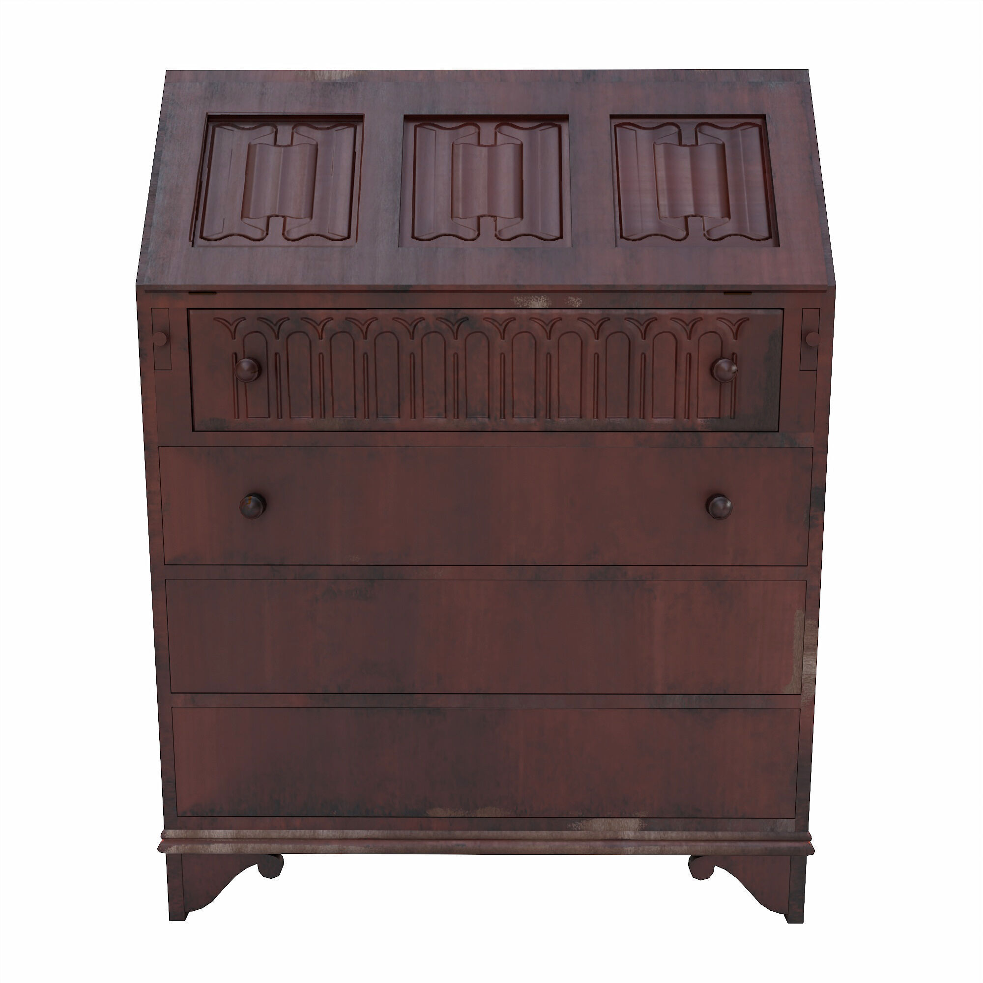 Classic drawers storage  Low-poly 3D model_1