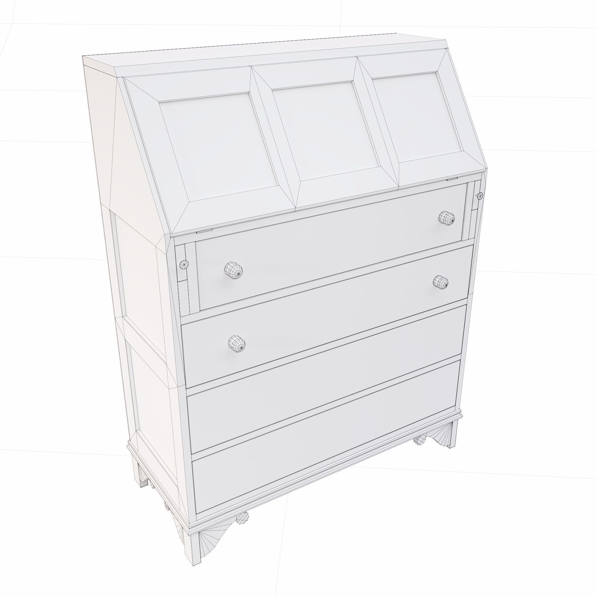 Classic drawers storage  Low-poly 3D model_7