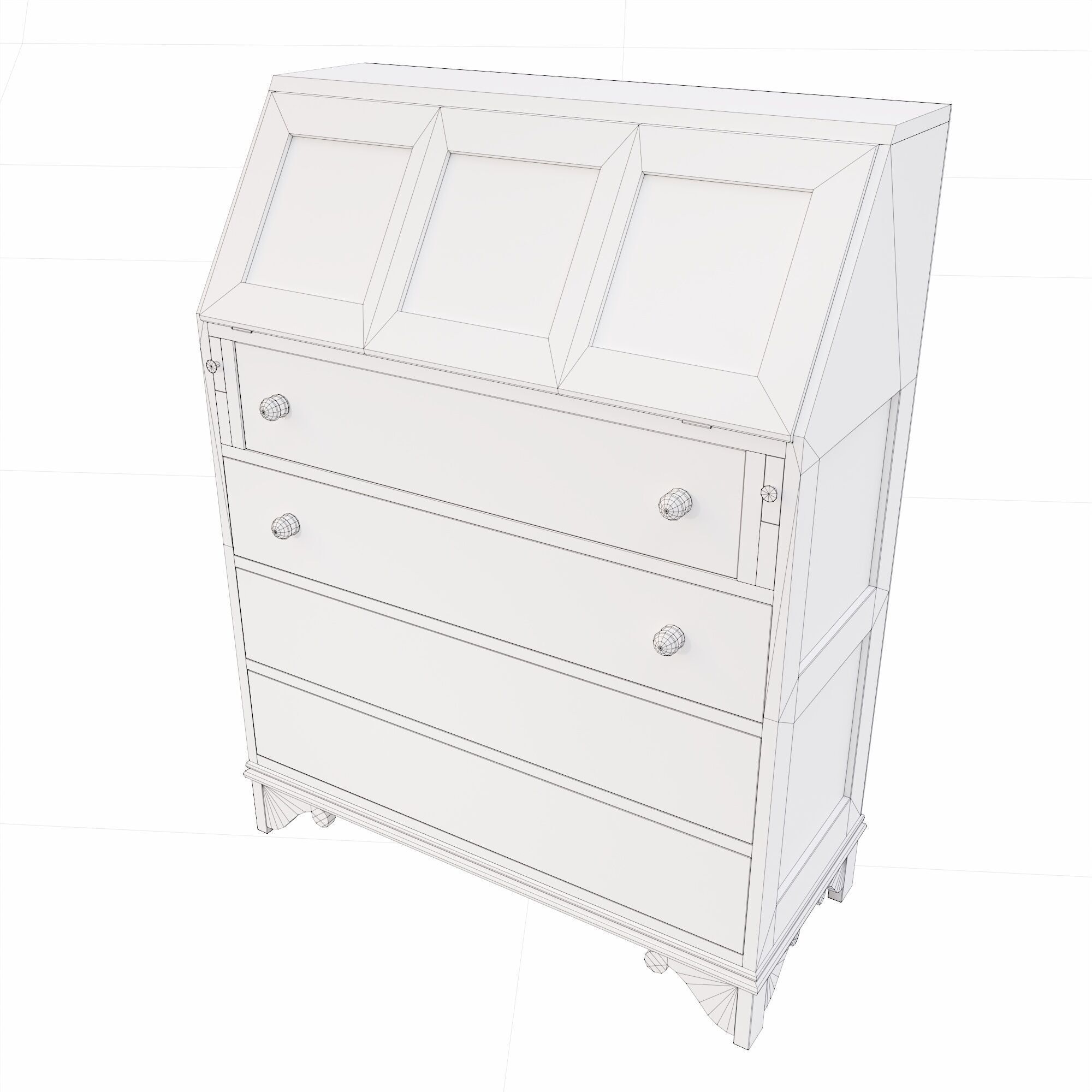 Classic drawers storage  Low-poly 3D model_8