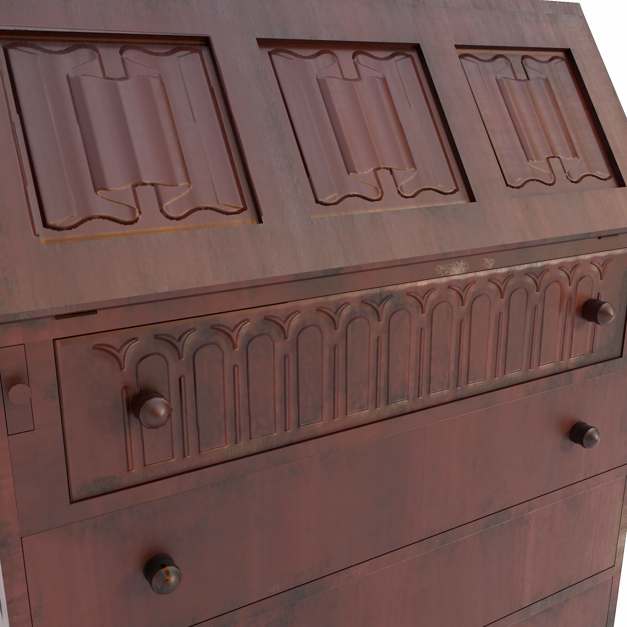 Classic drawers storage  Low-poly 3D model_3