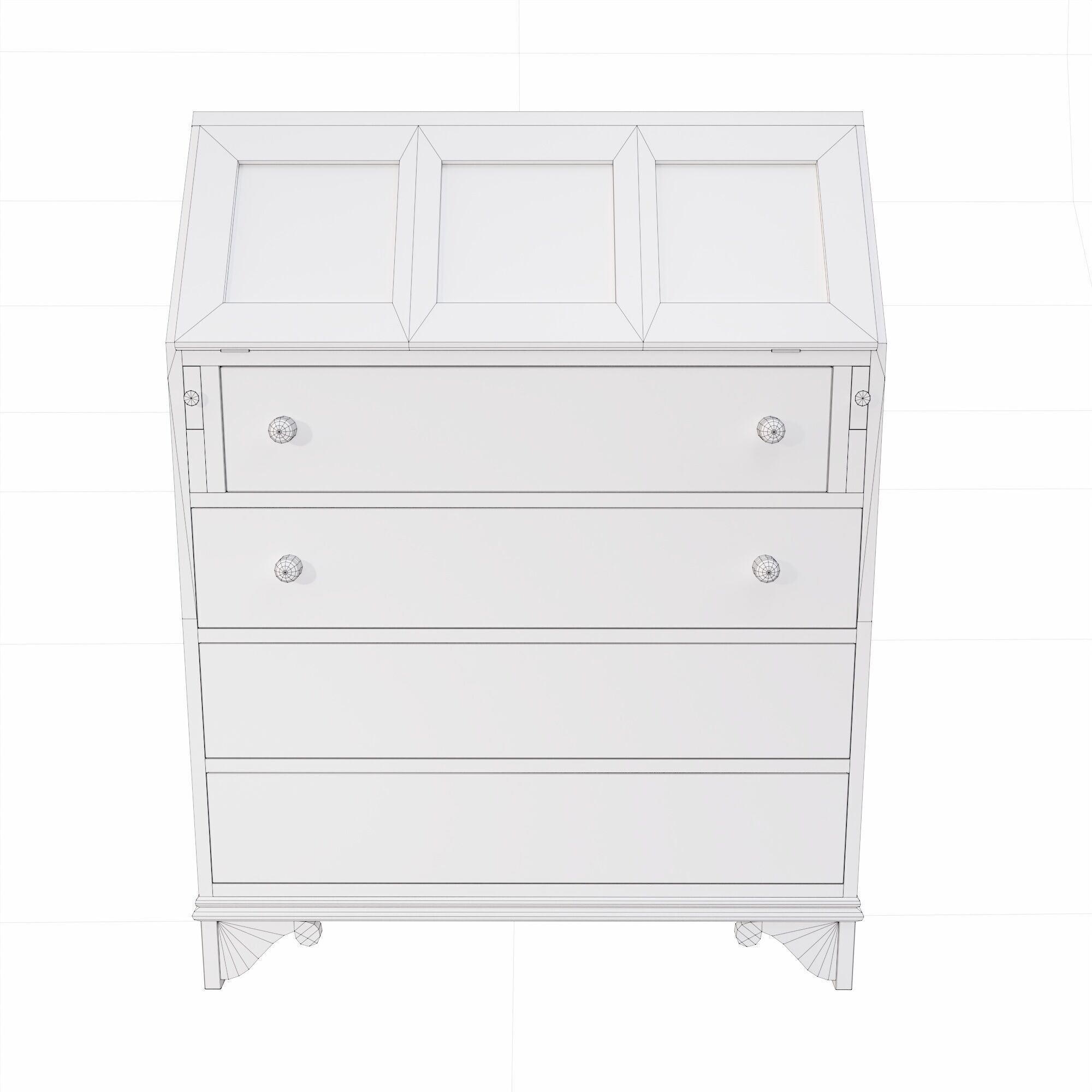 Classic drawers storage  Low-poly 3D model_6
