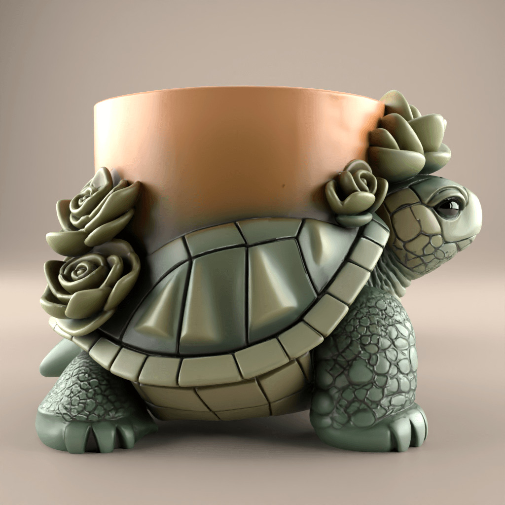 Charming Turtle planter - urn - candy dish - candle holder 3D print model_4