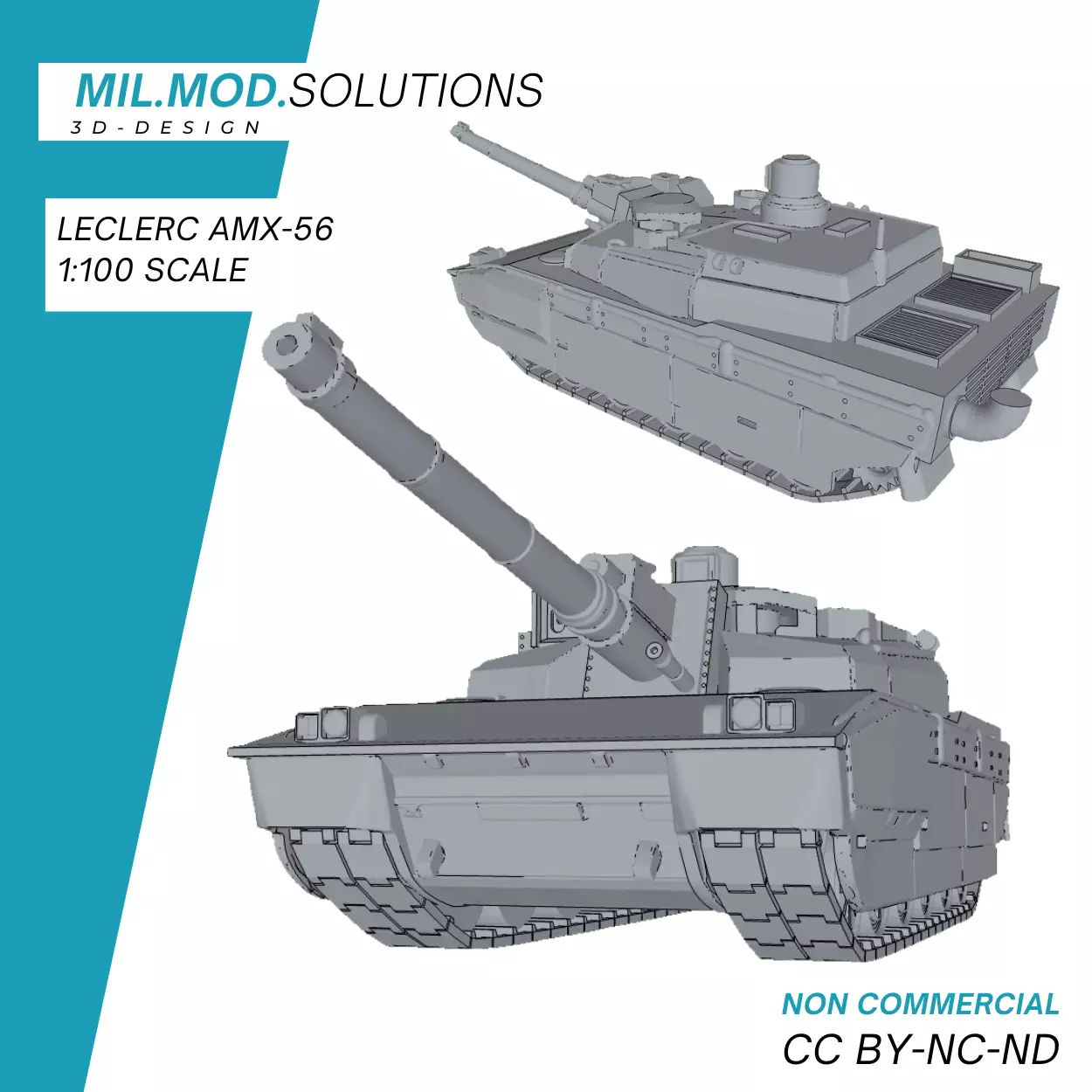 Leclerc AMX-56 Main Battle Tank France NATO 3D print model_0