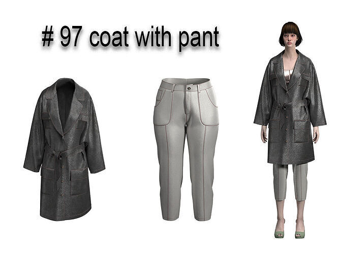 97 coat with pant  3D print model