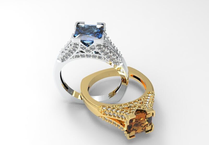 Princess Cut Engagement Ring 3D print model_1