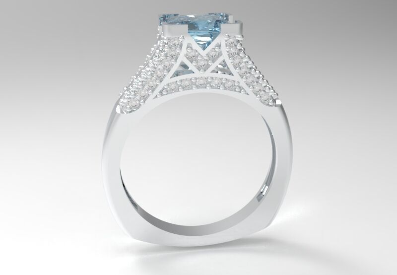 Princess Cut Engagement Ring 3D print model_2