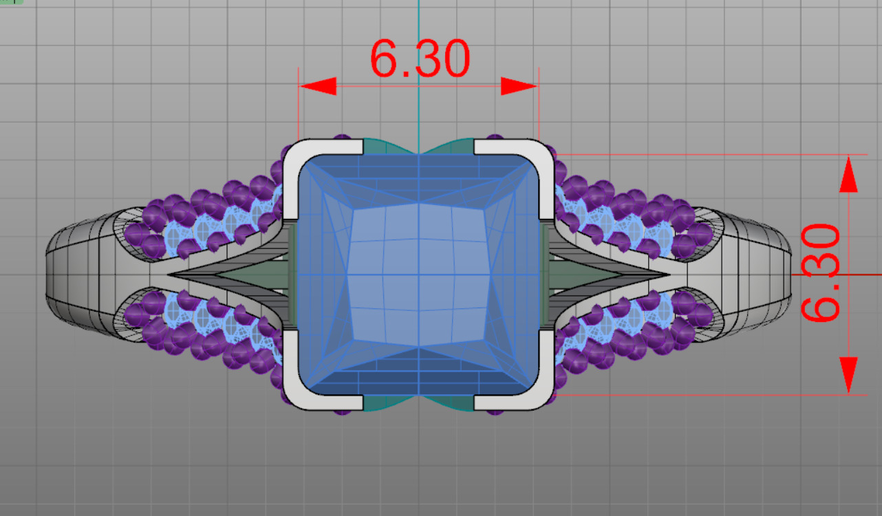 Princess Cut Engagement Ring 3D print model_3