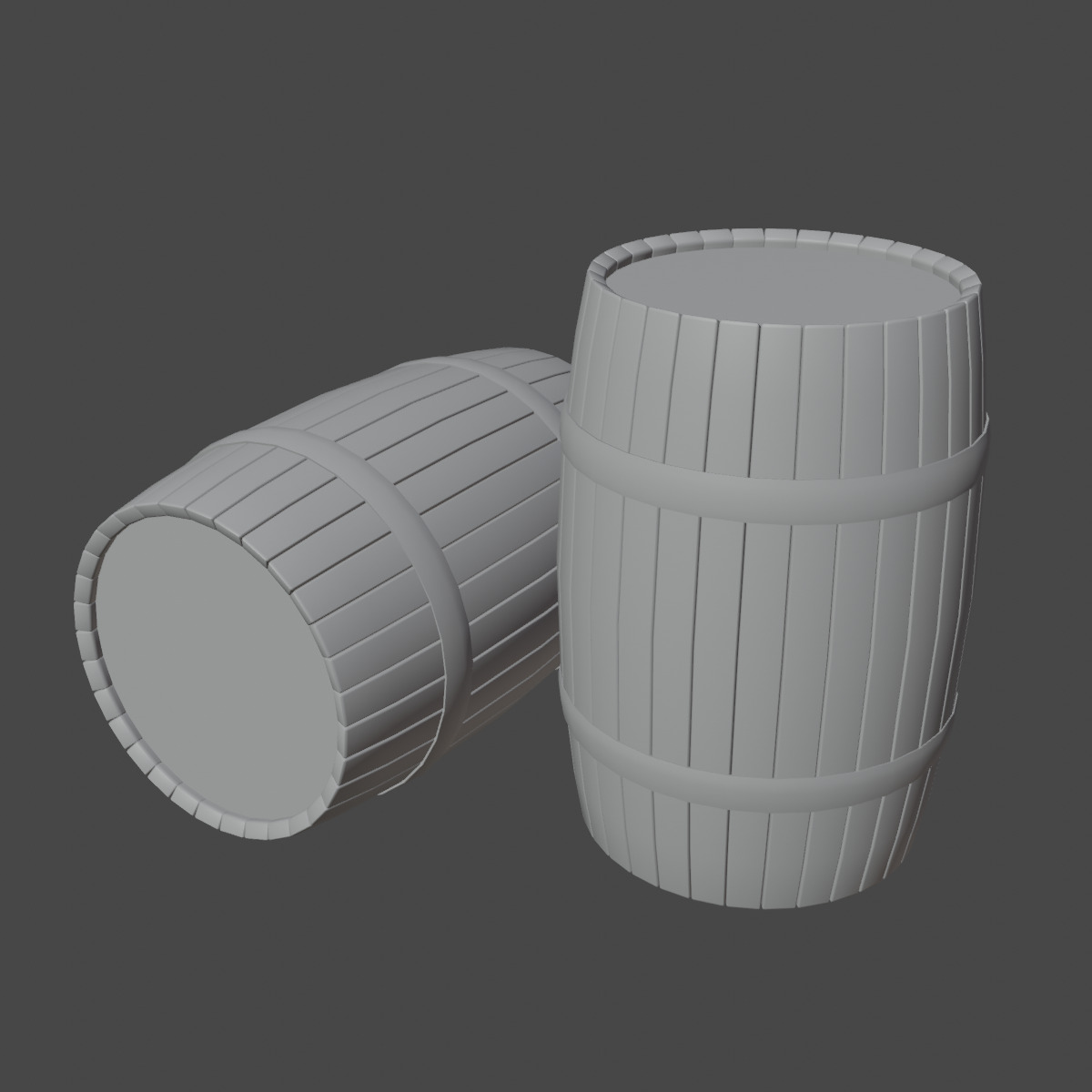 Wooden Barrel Set B Low-poly 3D model_13
