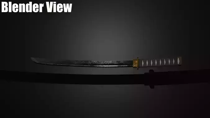 VRChat Katana Stylized Sword Poiyomi Shader Free low-poly 3D model