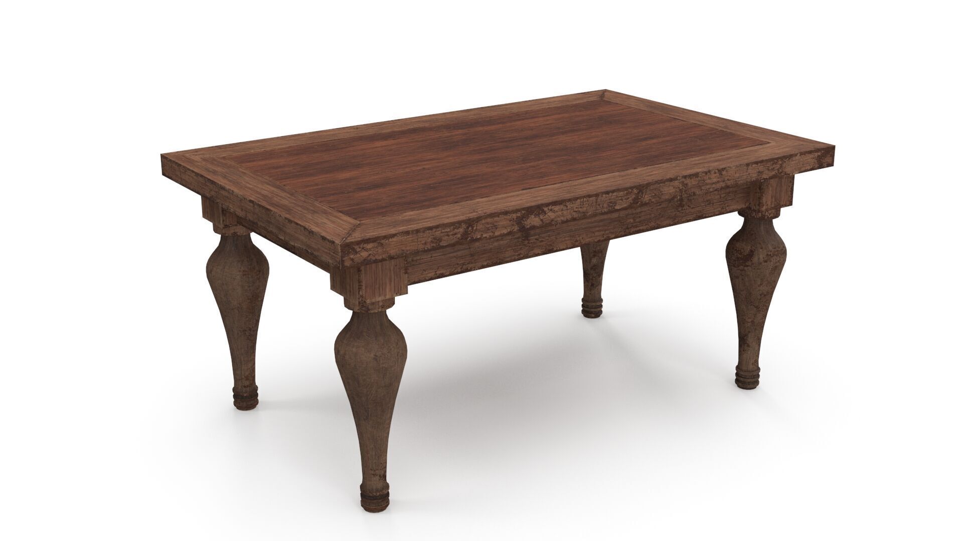 Old Table Low-poly 3D model_2