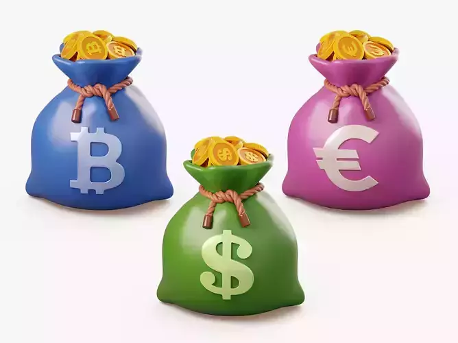 Stylized Money Bag 3D model