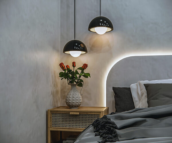 Minimalist Bedroom-Interior  3D model 7