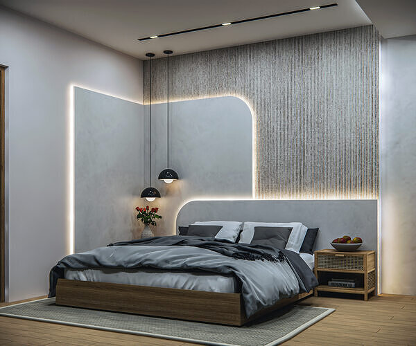 Minimalist Bedroom-Interior  3D model 2