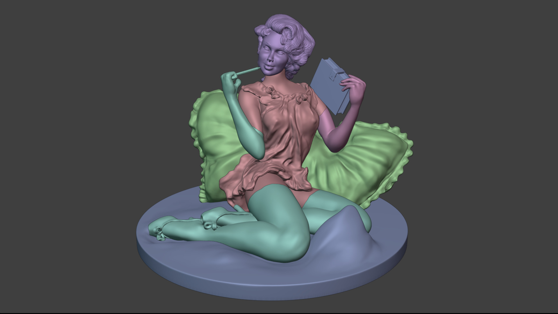 Thinking of You Pin-up Figurine Printable 3D print model_3