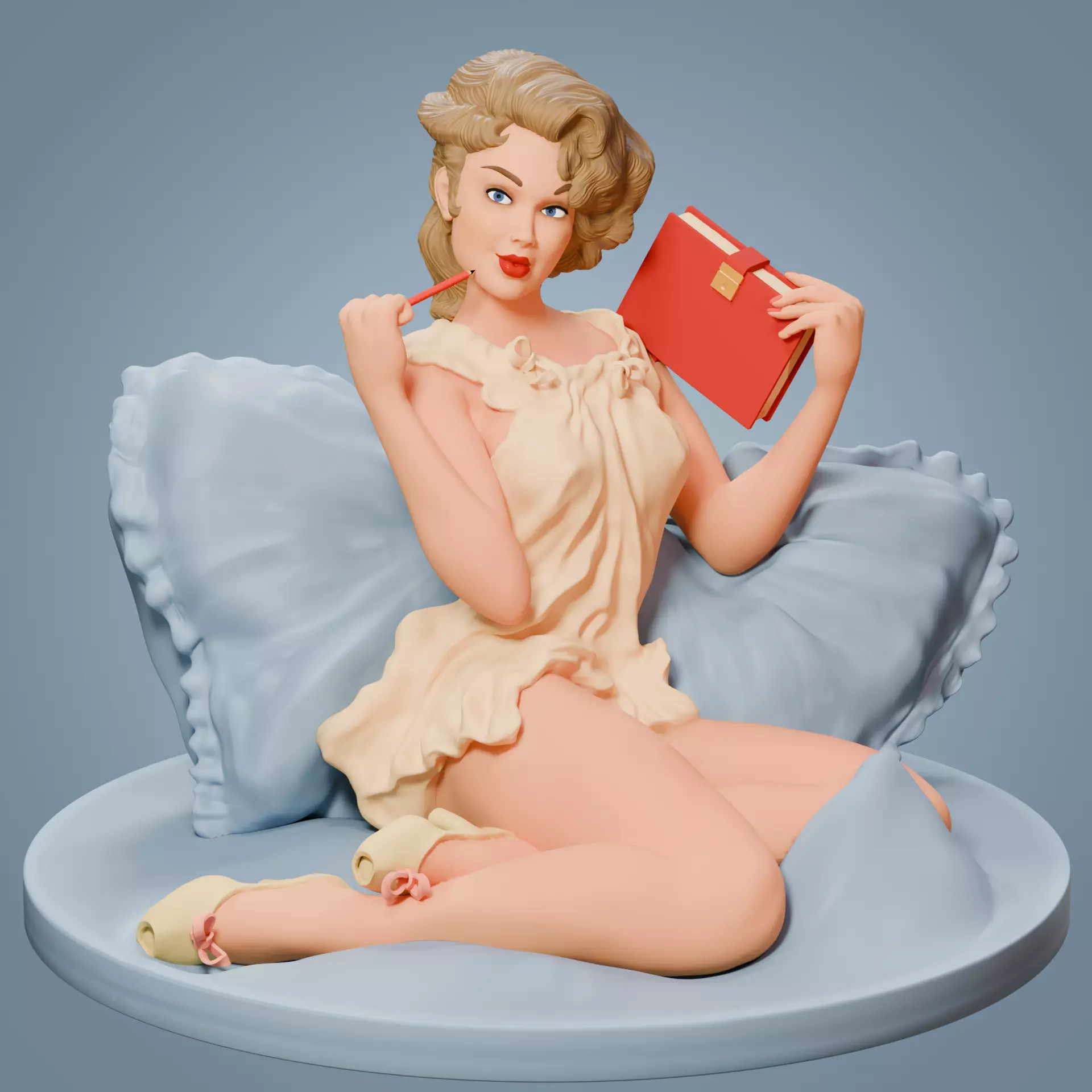 Thinking of You Pin-up Figurine Printable 3D print model_0
