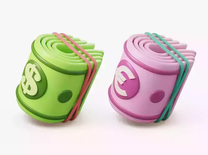 Stylized Money Roll 3D model