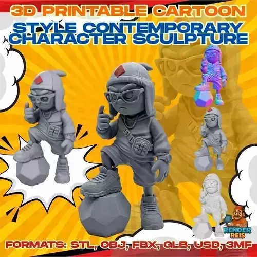 Street Vibe Kid Urban and Rebellious Cartoon Character